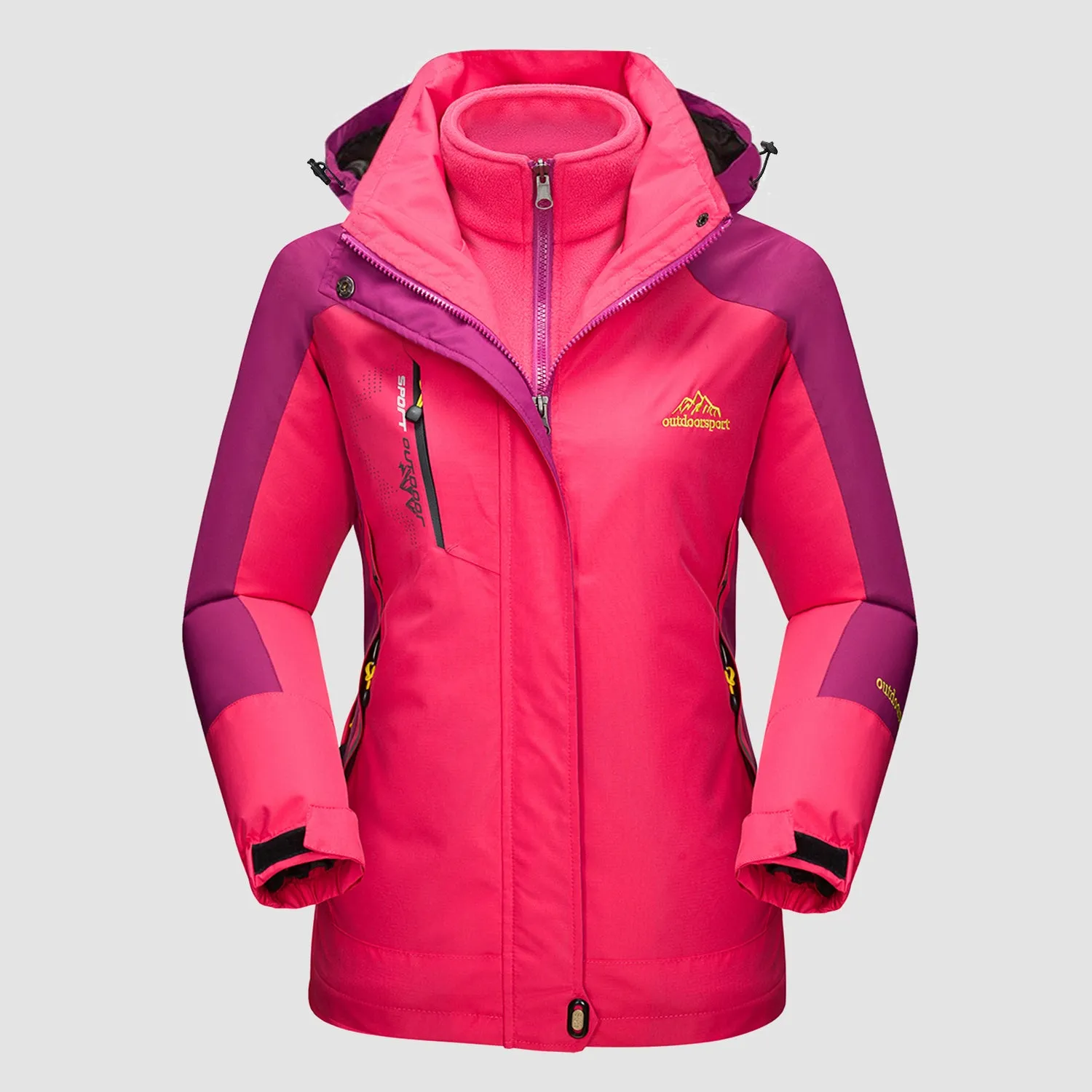 Women's Waterproof 3-in-1 Ski Jacket - Winter Snow Coat with Fleece Liner