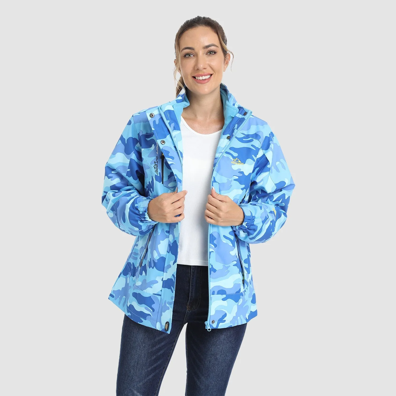 Women's Waterproof 3-in-1 Ski Jacket - Winter Snow Coat with Fleece Liner