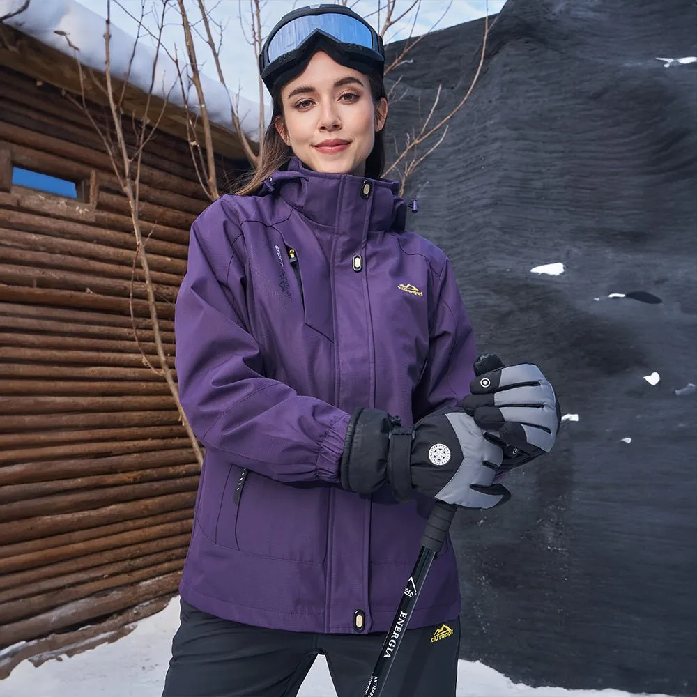 Women's Waterproof 3-in-1 Ski Jacket - Winter Snow Coat with Fleece Liner