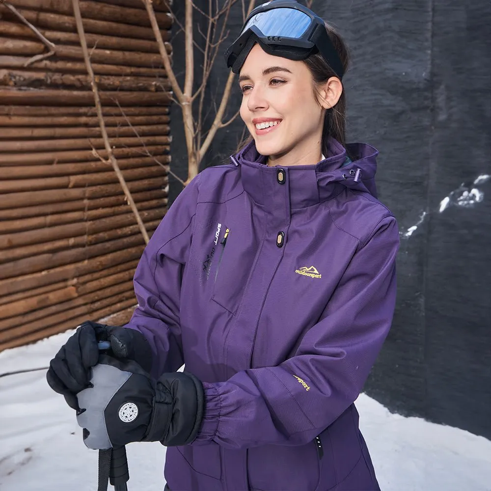 Women's Waterproof 3-in-1 Ski Jacket - Winter Snow Coat with Fleece Liner