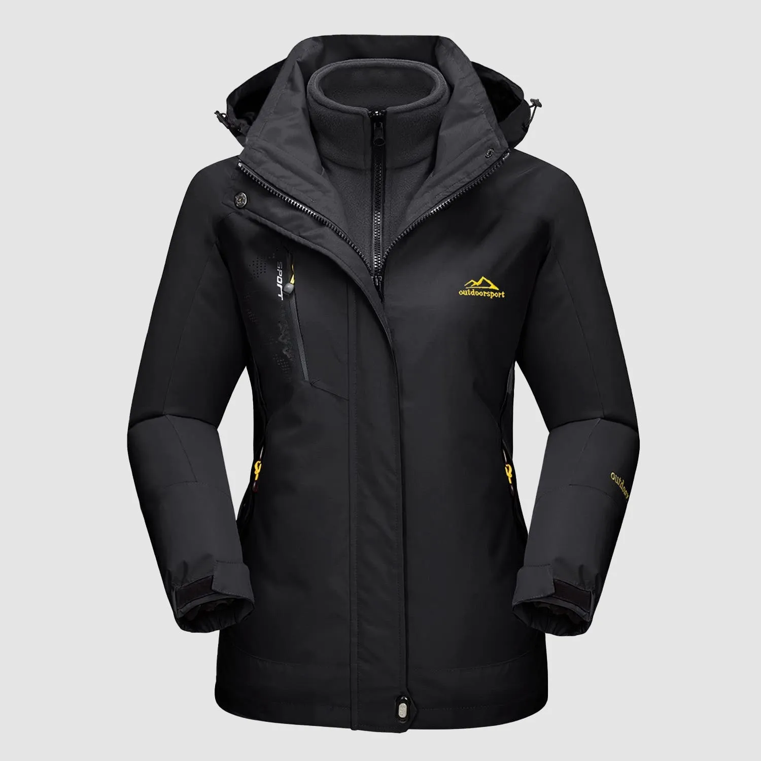Women's Waterproof 3-in-1 Ski Jacket - Winter Snow Coat with Fleece Liner