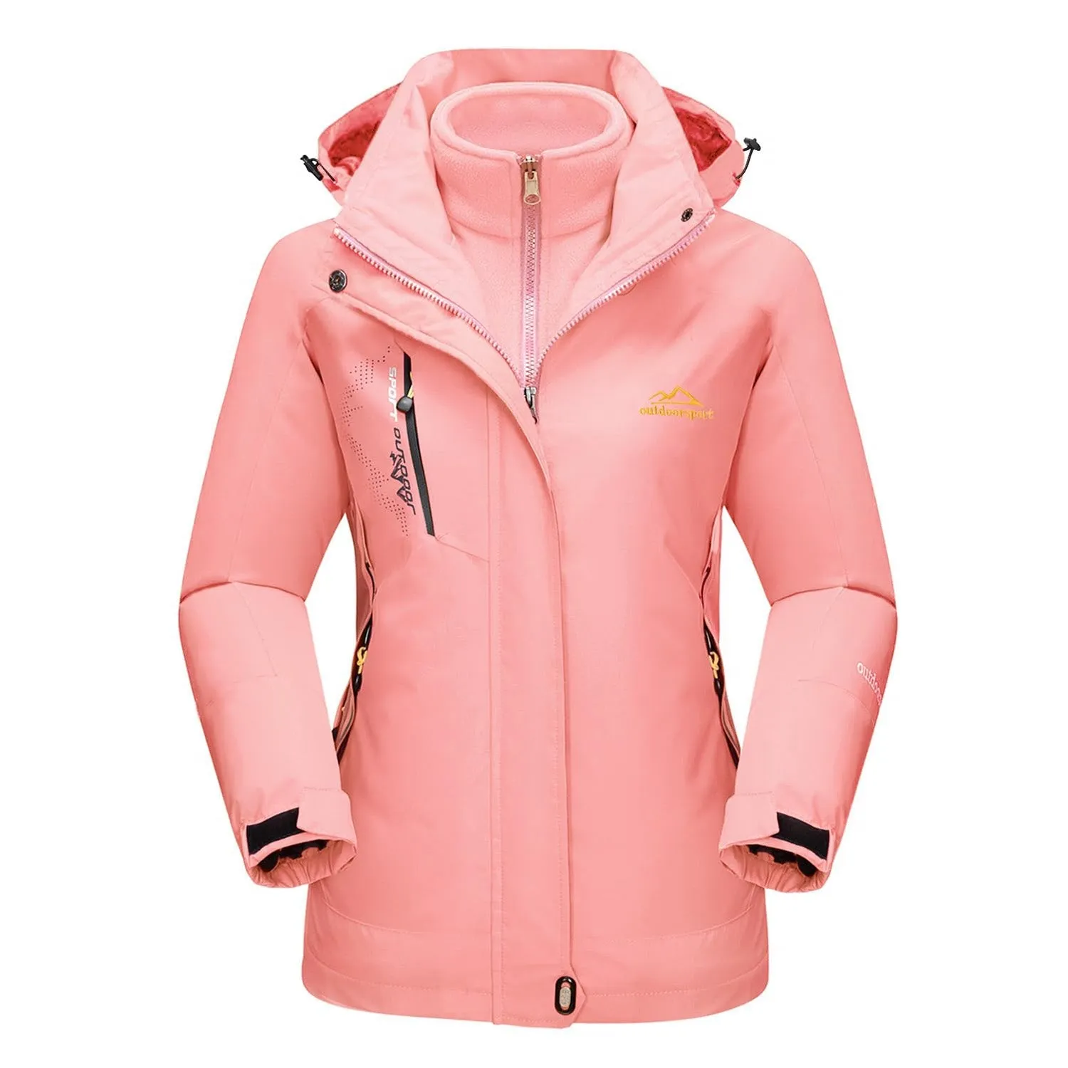 Women's Waterproof 3-in-1 Ski Jacket - Winter Snow Coat with Fleece Liner