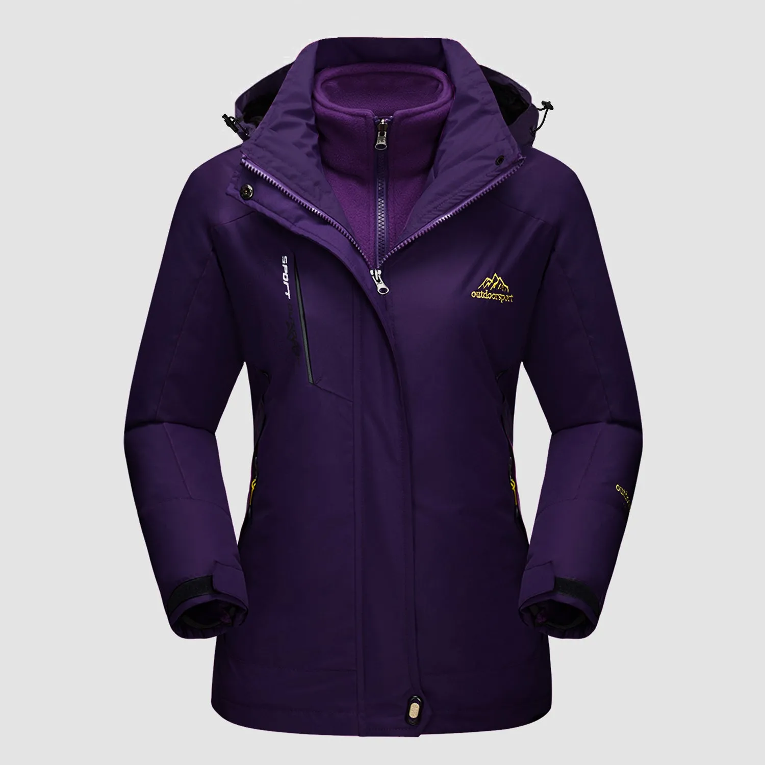 Women's Waterproof 3-in-1 Ski Jacket - Winter Snow Coat with Fleece Liner