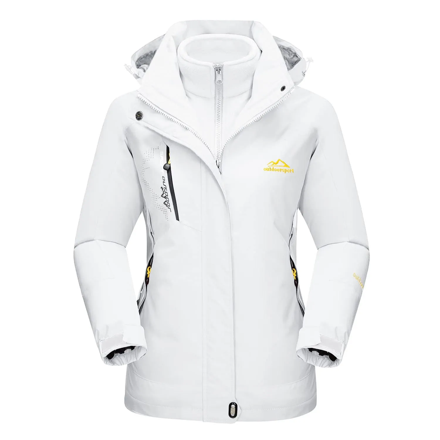 Women's Waterproof 3-in-1 Ski Jacket - Winter Snow Coat with Fleece Liner