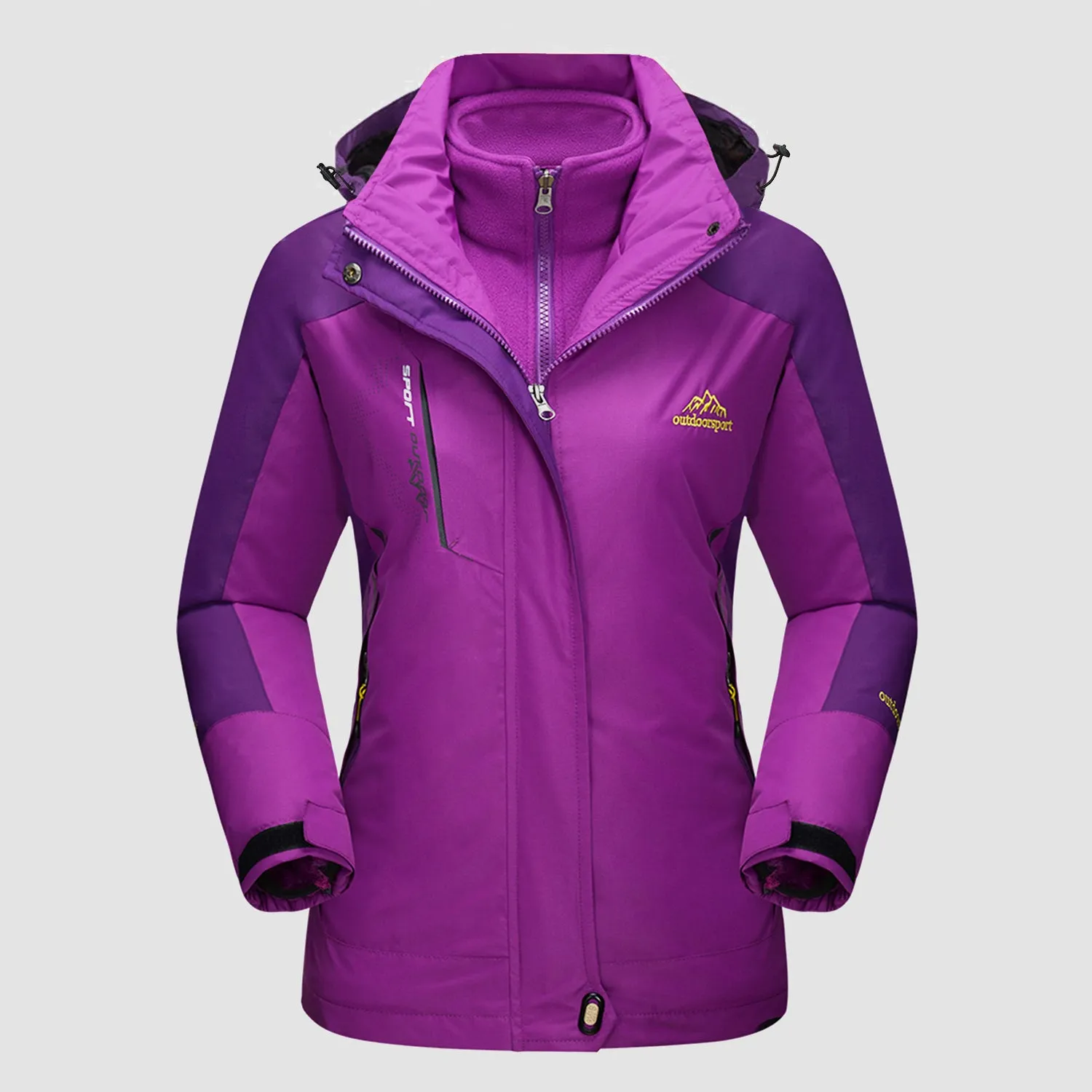 Women's Waterproof 3-in-1 Ski Jacket - Winter Snow Coat with Fleece Liner