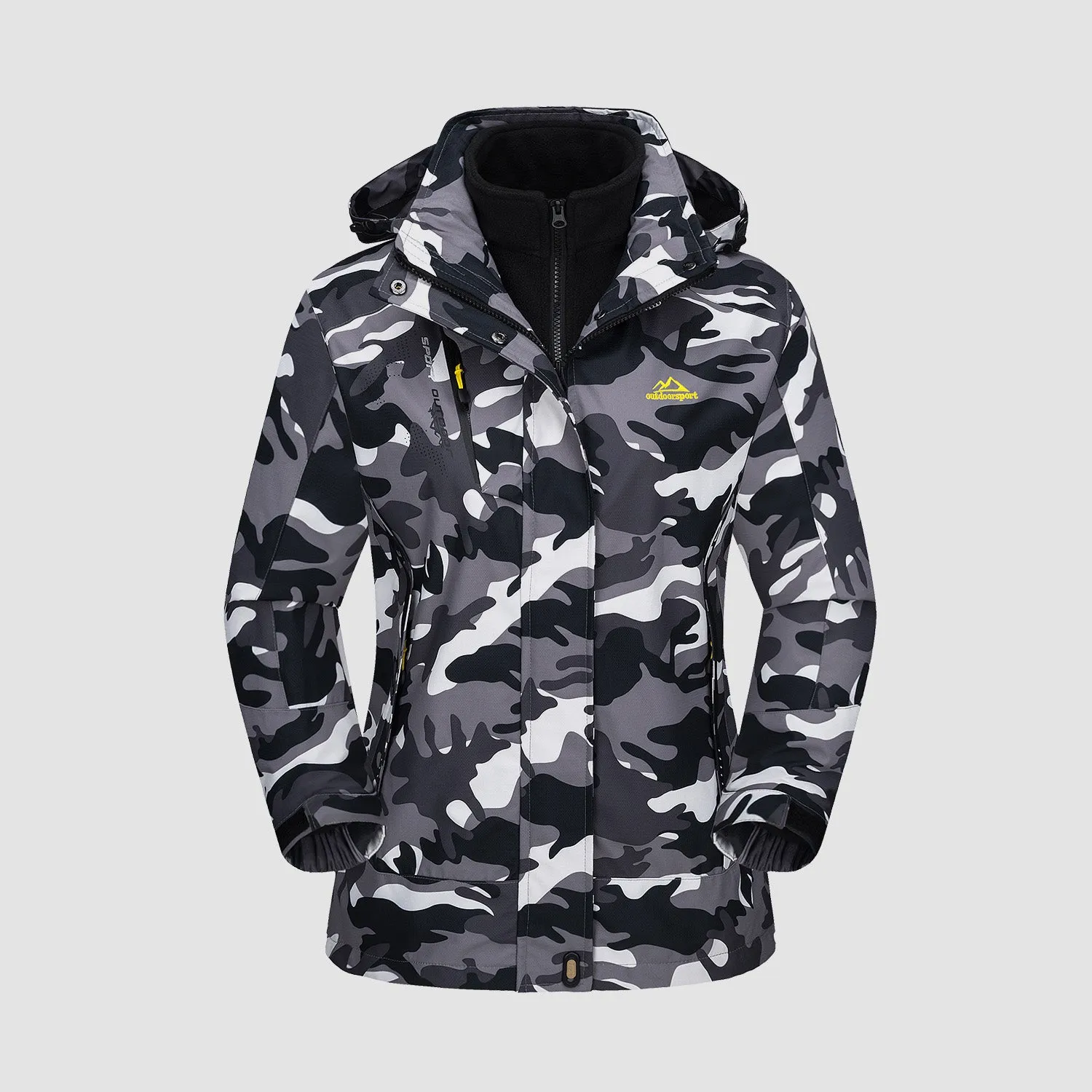 Women's Waterproof 3-in-1 Ski Jacket - Winter Snow Coat with Fleece Liner