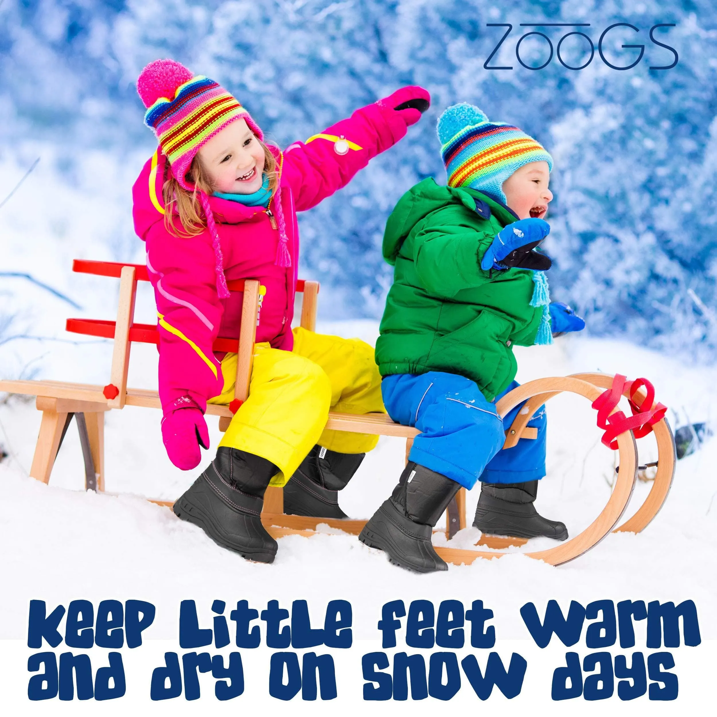 ZOOGS Kids Snow Boots for Toddlers, Boys, and Girls